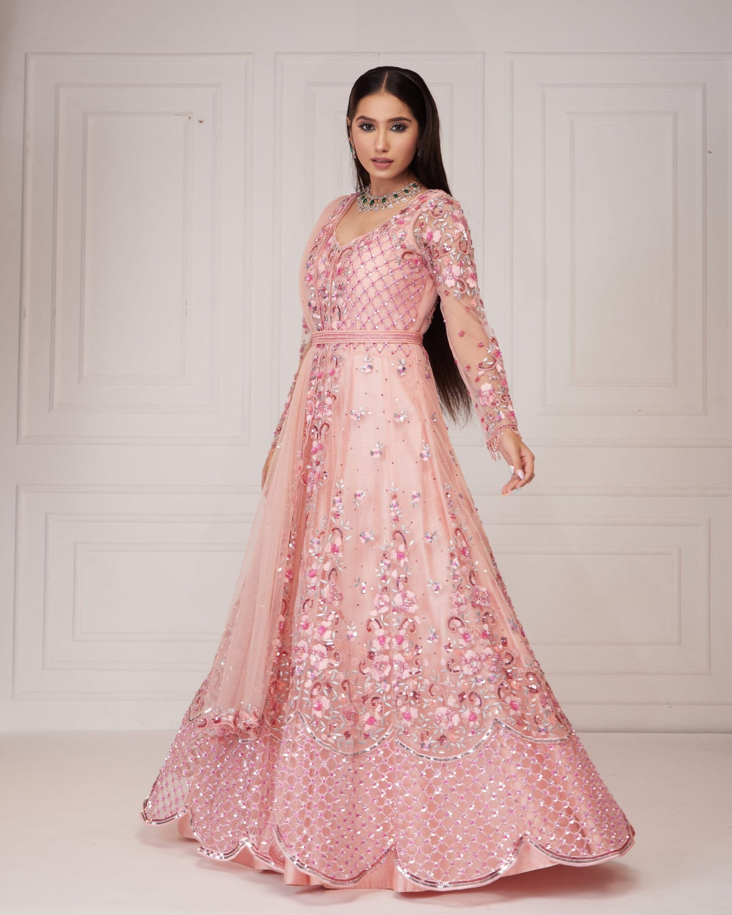 Floral Pink Anarkali