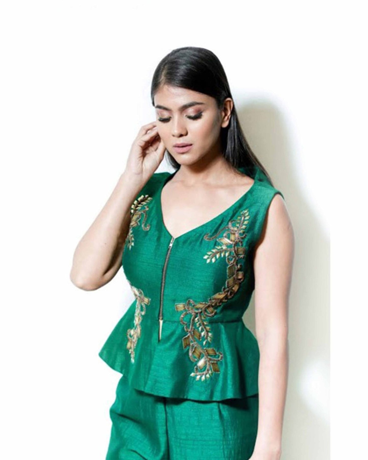 Emerald Green Peplum & Pants