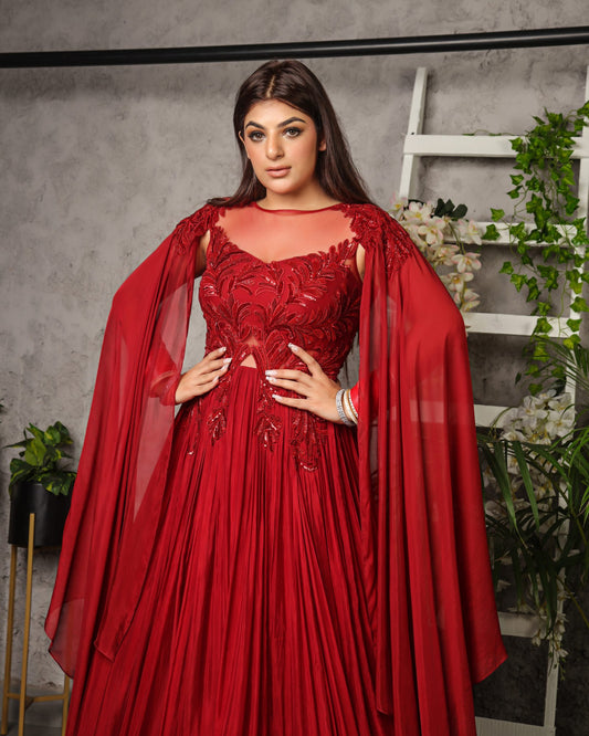 Red Falling Sleeve Gown