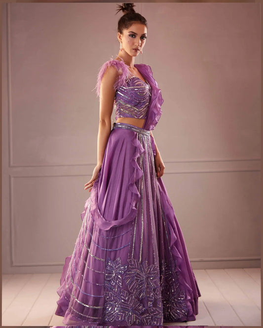 Lilac Drape Lehenga