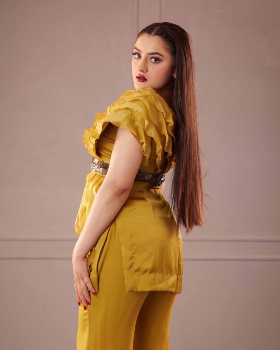 Olive Yellow Ruffled Coordset