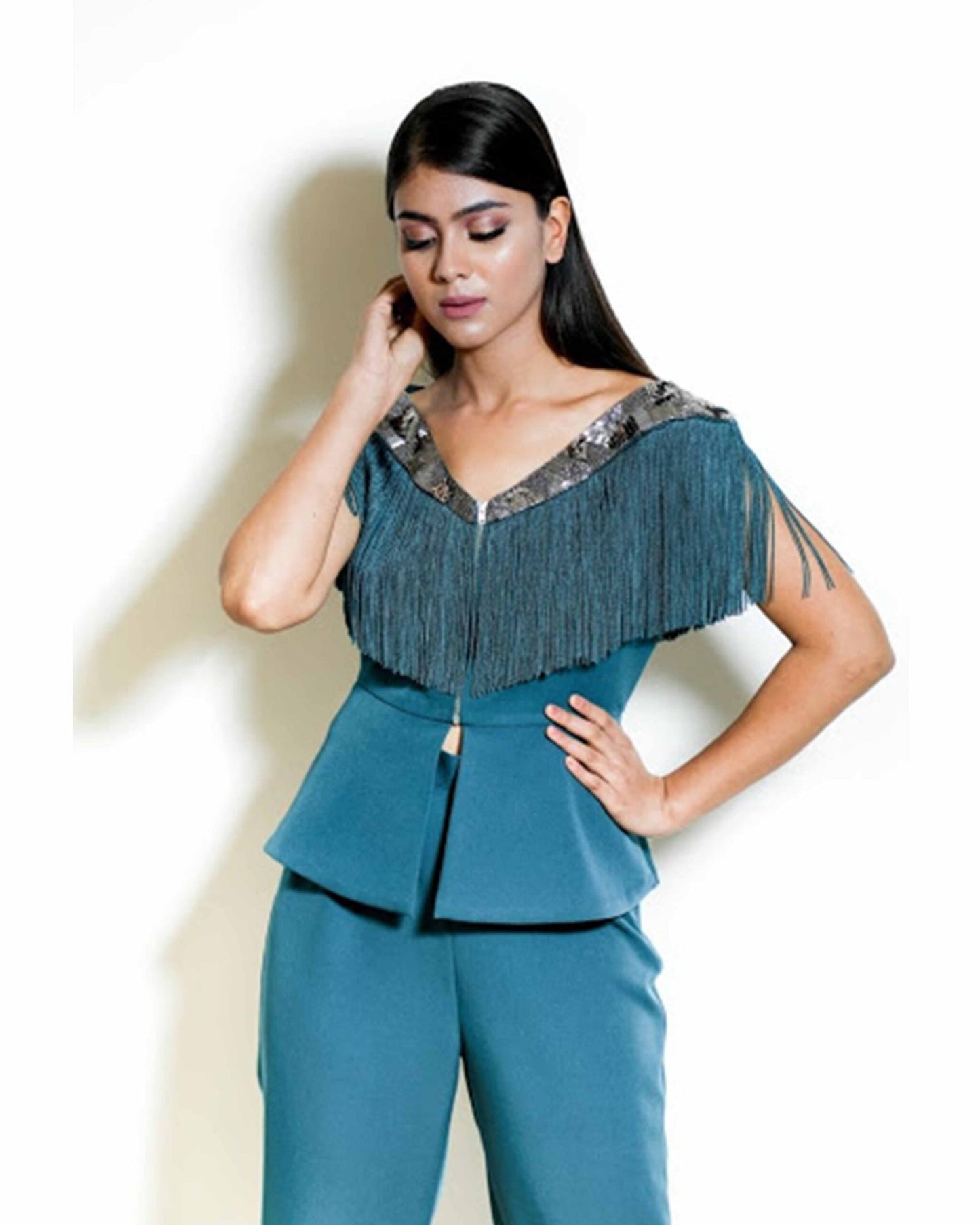 Teal Green Fringes Coordset