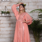 Peach Mirror Work Anarkali