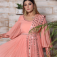 Peach Mirror Work Anarkali