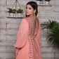 Peach Mirror Work Anarkali