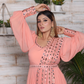 Peach Mirror Work Anarkali