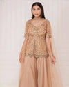 Beige Peplum With Pants