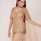 Beige Peplum With Pants