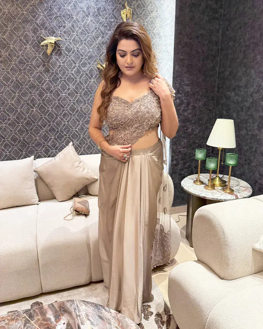 Greige drape saree