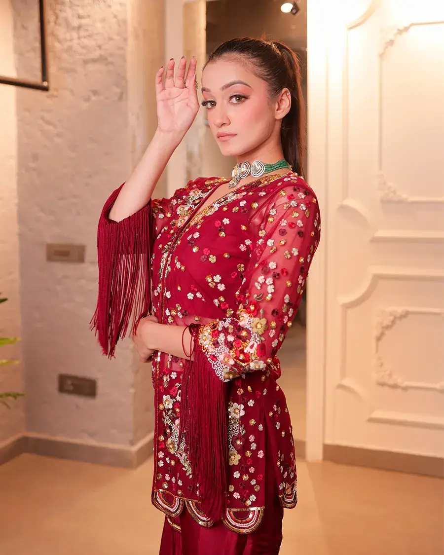 Maroon floral work outfit