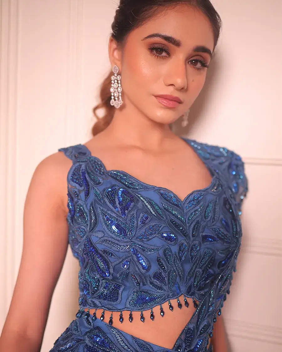Cobalt blue drape saree
