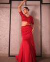 Red drape saree