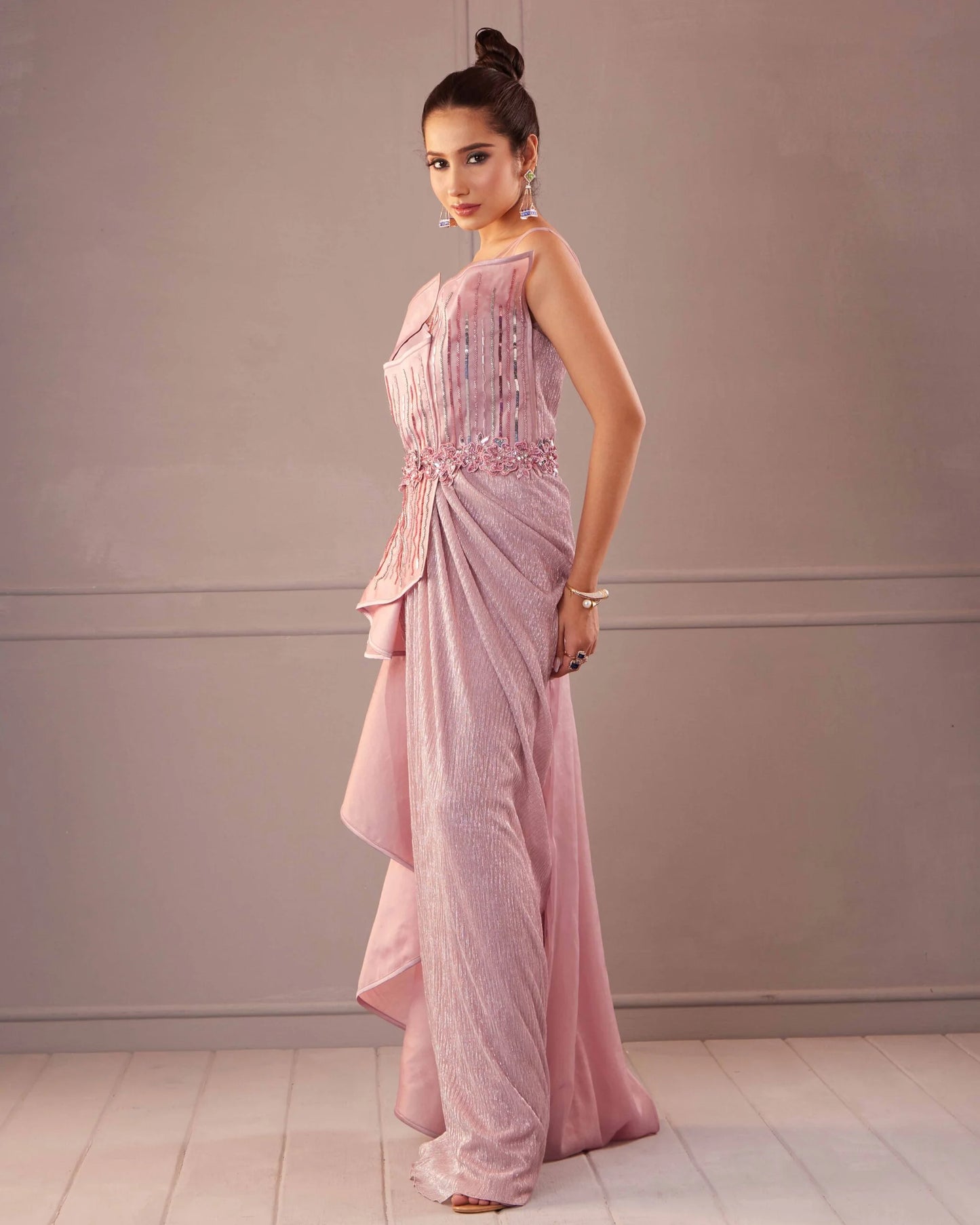 Dusty Pink Draped Gown