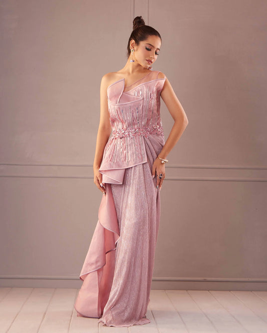 Dusty Pink Draped Gown
