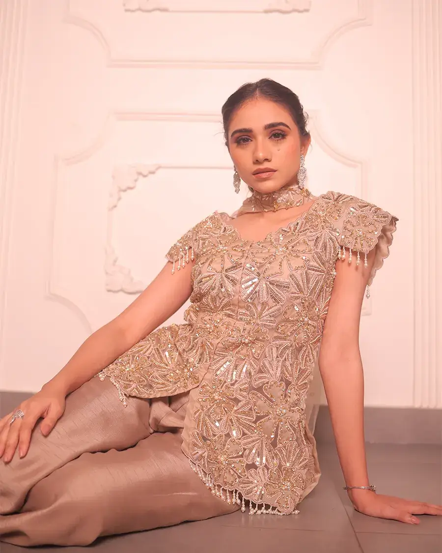 Ivory cutwork sharara
