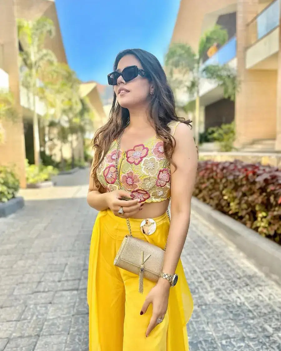 Yellow floral top and pants