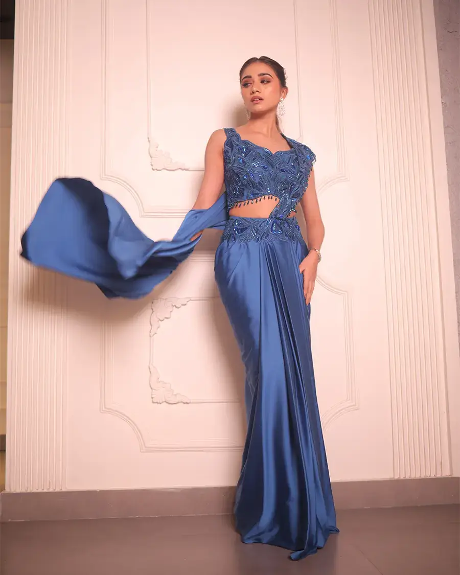 Cobalt blue drape saree