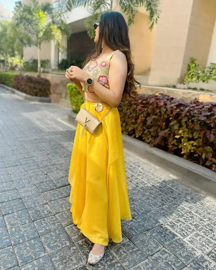 Yellow floral top and pants