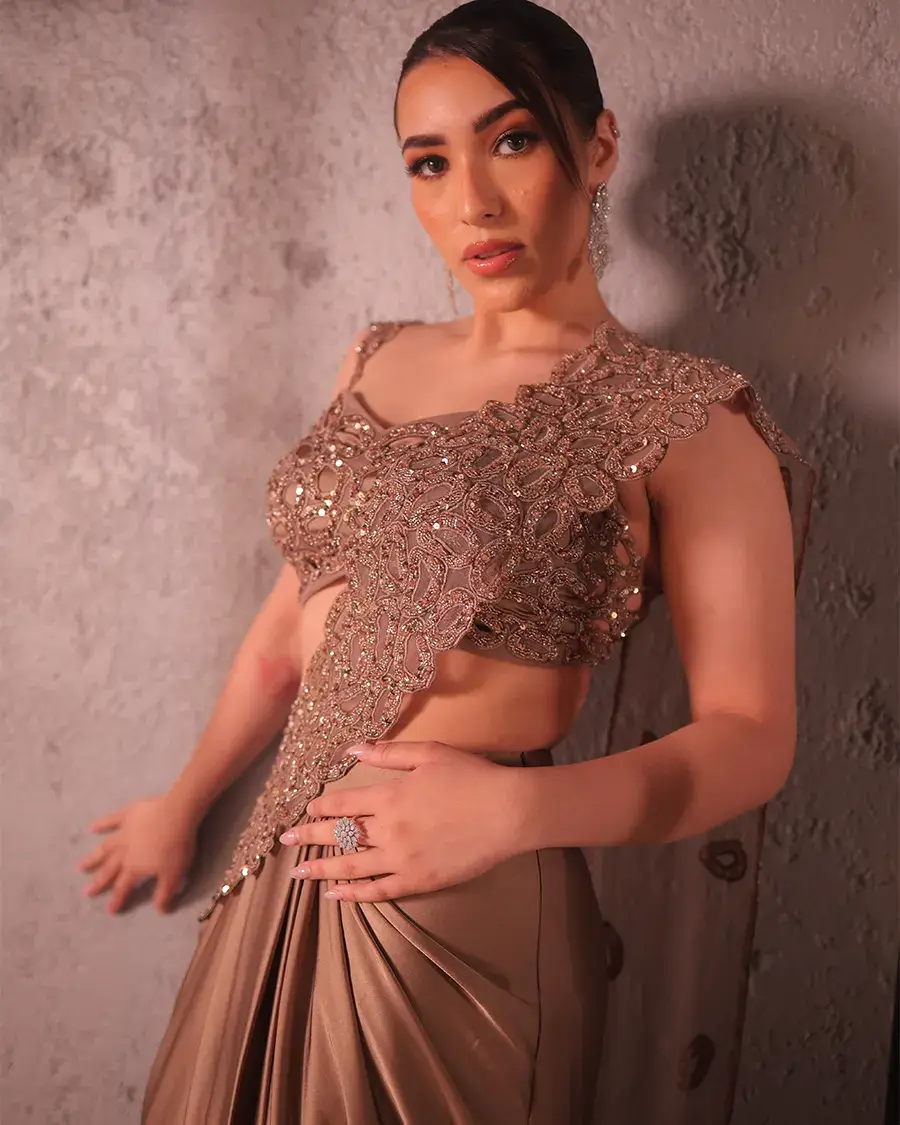 Greige drape saree