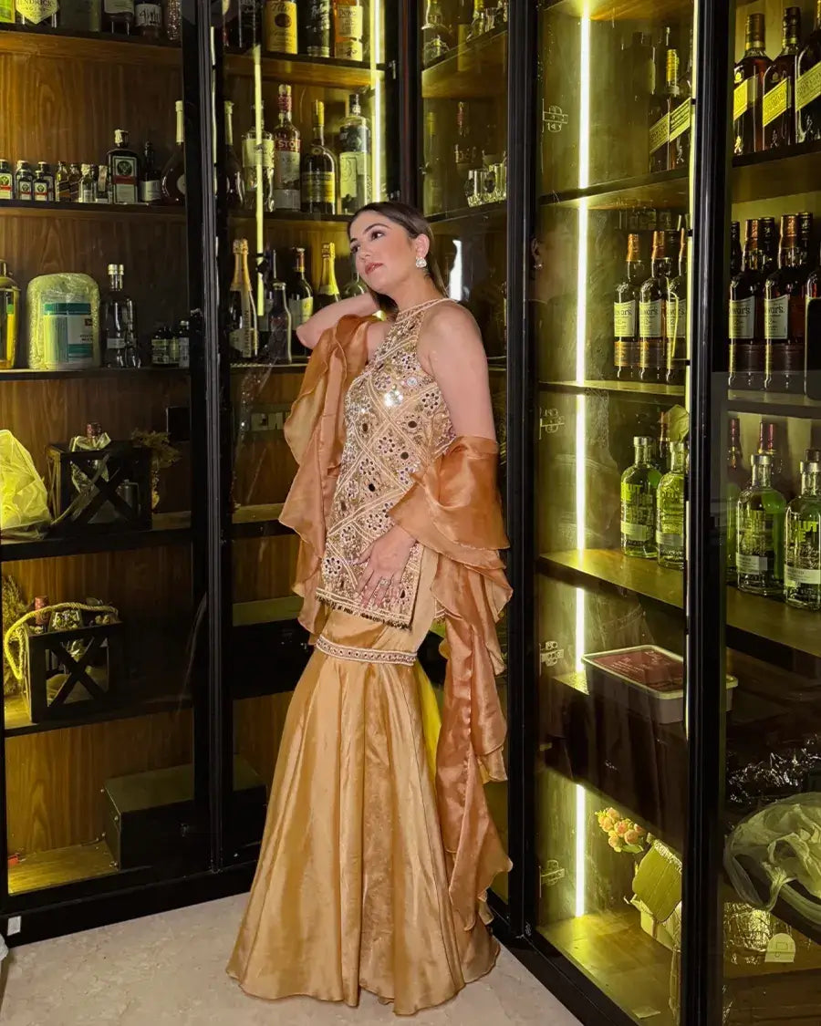 Gold mirror work garara