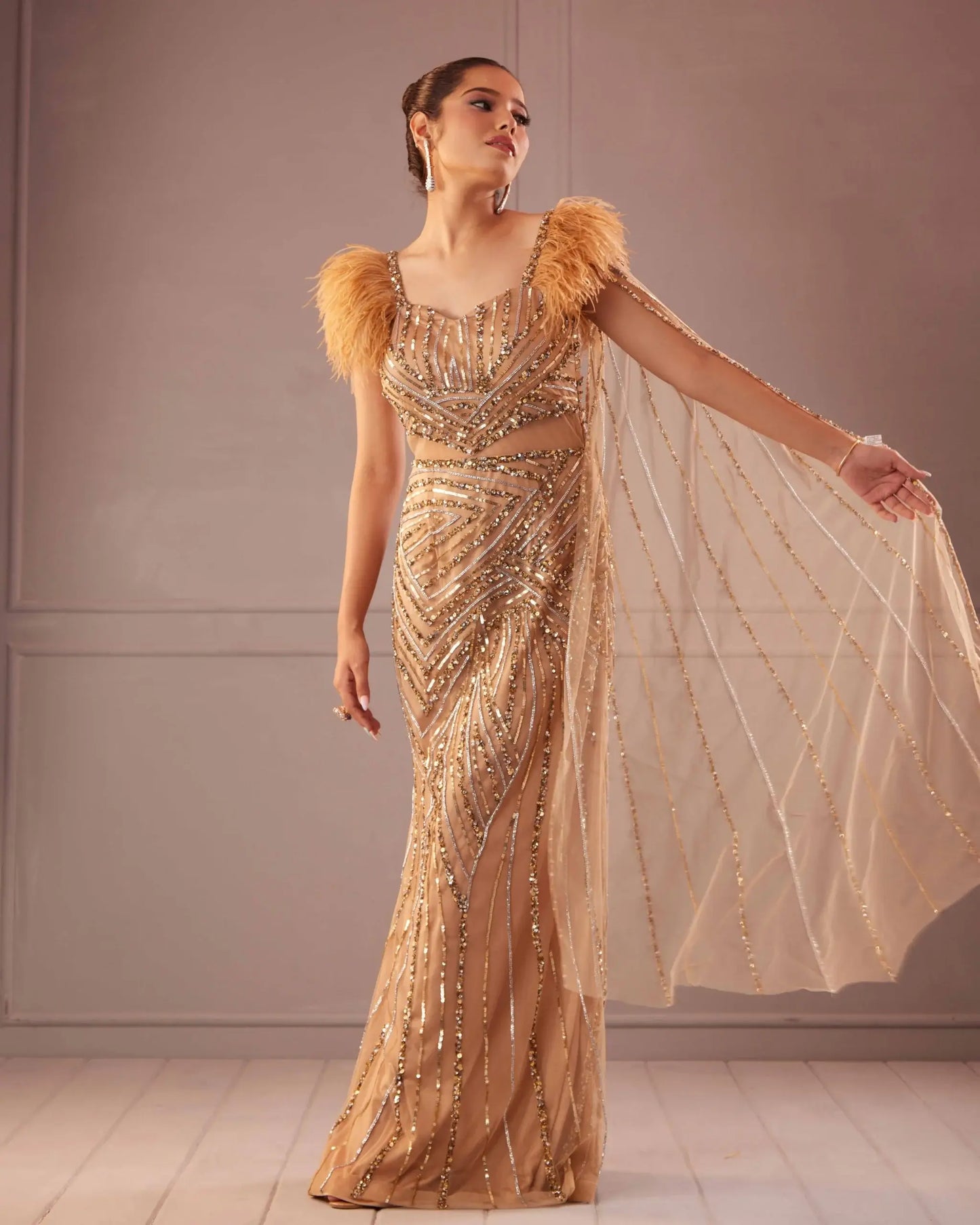 Gold Feather Gown
