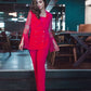 Hot Pink Embellished Sleeves Blazer Set