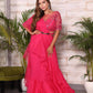 Hot Pink Ruffled Drape Saree