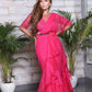 Hot Pink Ruffled Drape Saree