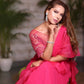 Hot Pink Ruffled Drape Saree