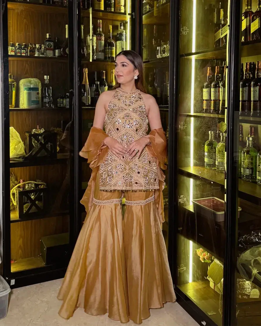 Gold mirror work garara
