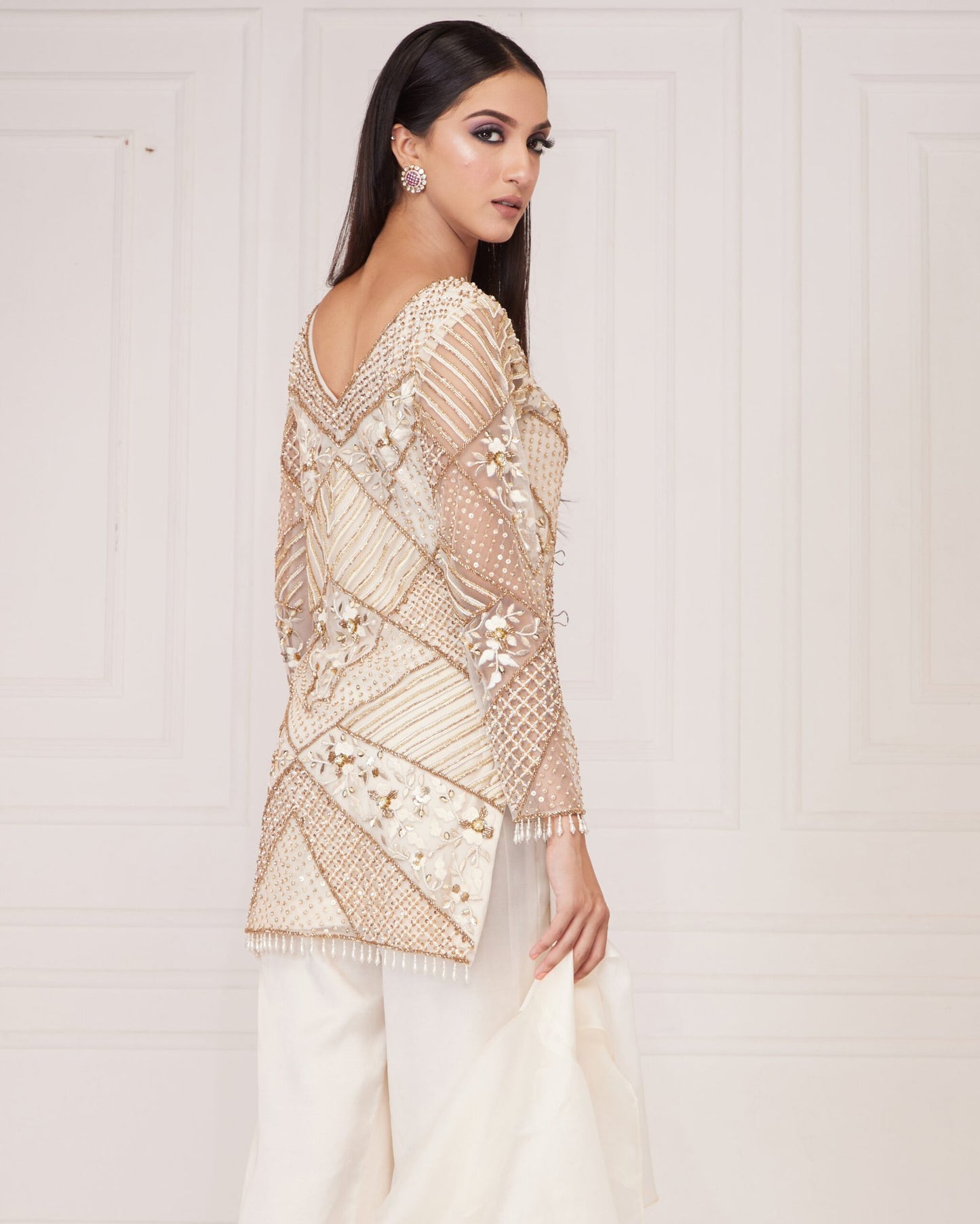 Ivory Shirt with Pants And Stole