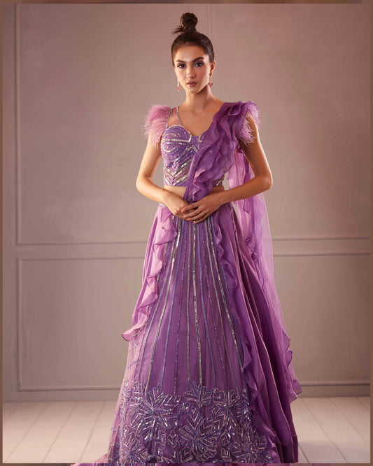 Lilac Drape Lehenga