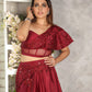 Maroon Corset Blouse And Skirt