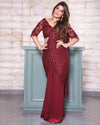 Ox Blood Sequin Draped Saree