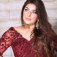 Ox Blood Sequin Draped Saree