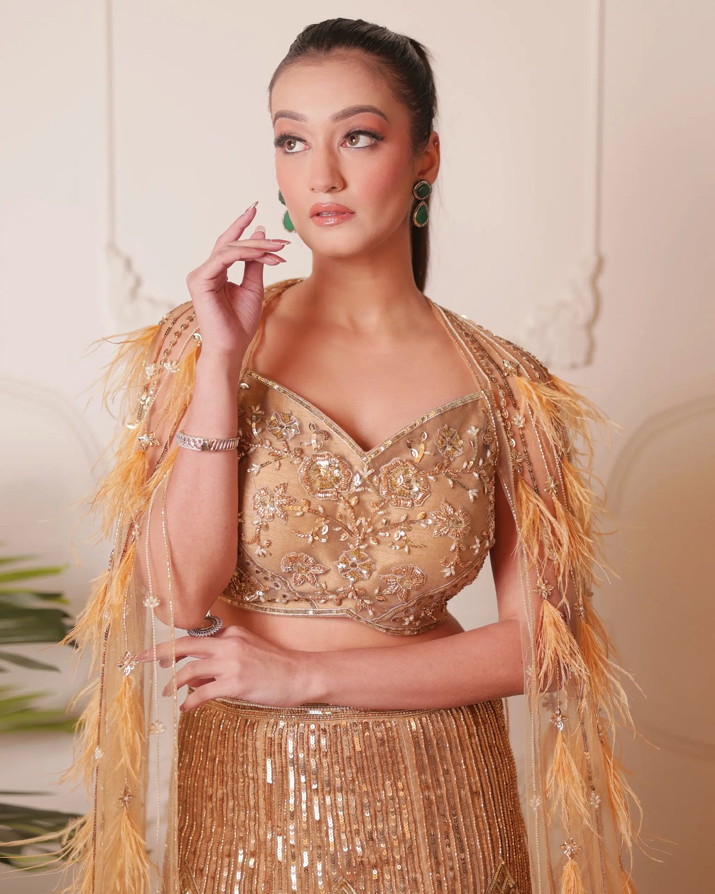 Gold Fishcut Lehenga