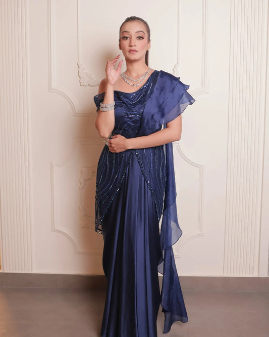 Blue Drape Saree