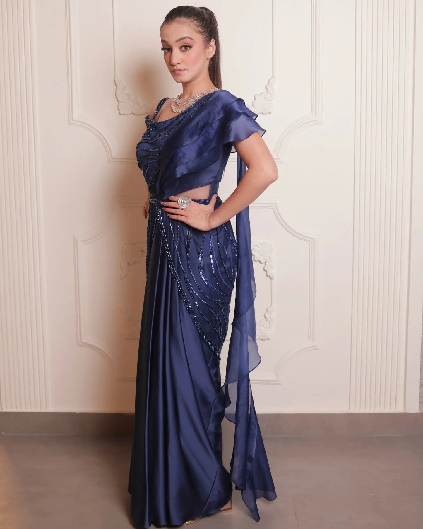 Blue Drape Saree