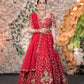 Red Heavy Floral Lehenga