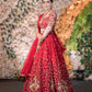 Red Heavy Floral Lehenga