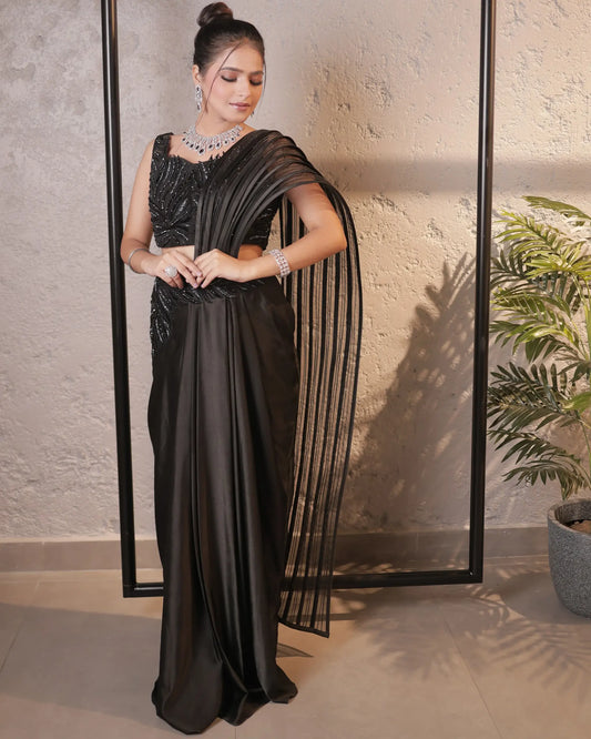 Black Drape Saree