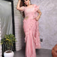 Peach Pearl Work Saree
