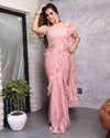 Peach Pearl Work Saree