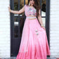 Pink Floral Blouse And Skirt