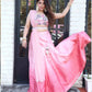 Pink Floral Blouse And Skirt