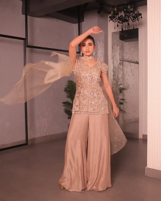 Ivory cutwork sharara