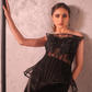 Black structured top and skirt