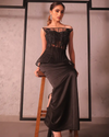 Black structured top and skirt