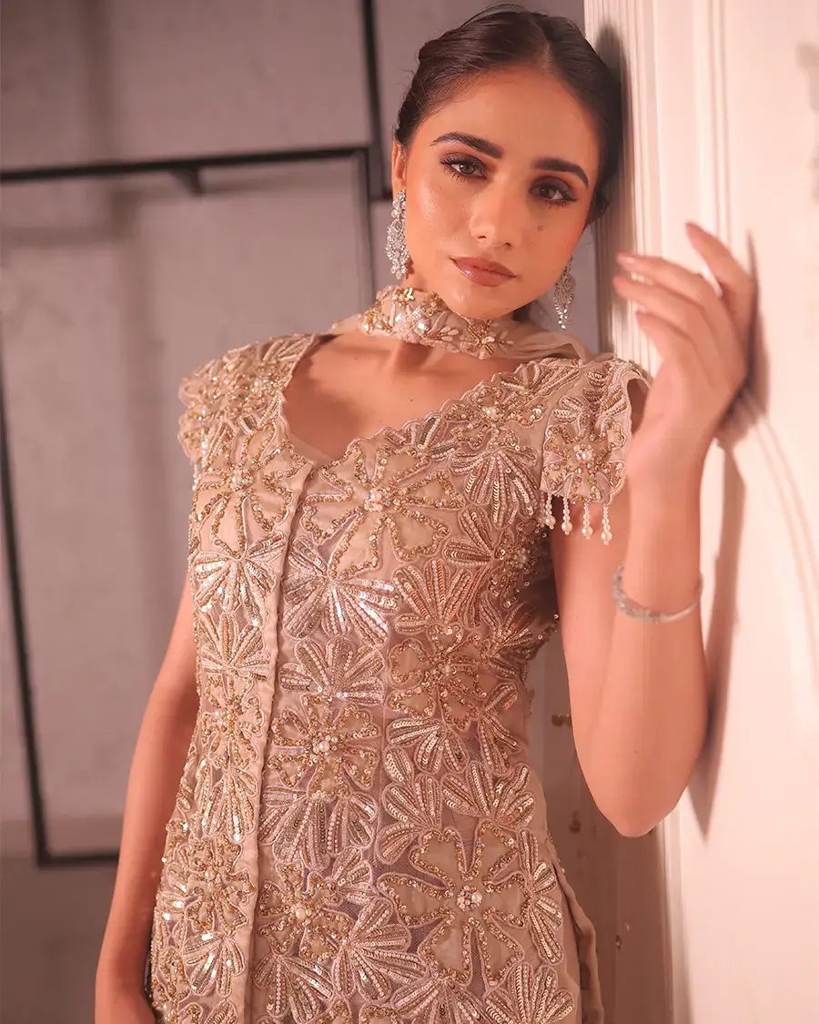 Ivory cutwork sharara