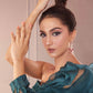 Teal Green Ruffled Sleeve Gown